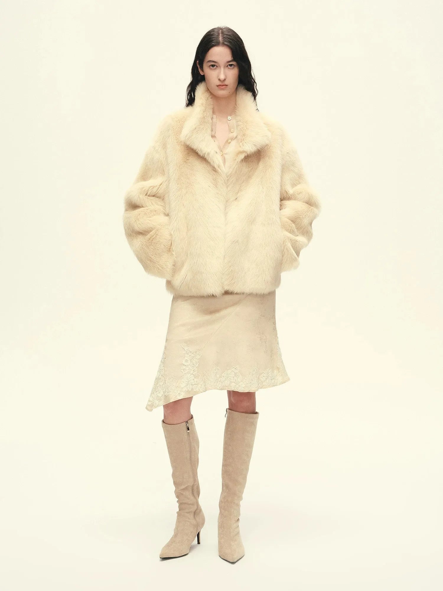 Firelady Fur Women's Toscana Shearling Coat – Convertible Stand Collar