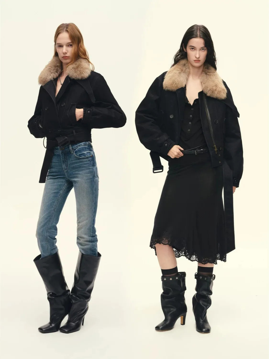 Firelady Fur Women's 90% Goose Down Parka – Detachable Toscana Fur Collar &amp; Double-Breasted Cotton Shell