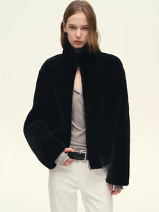 Firelady Fur Women's Australian Merino Shearling Coat – Cropped Cocoon Silhouette with Convertible Collar