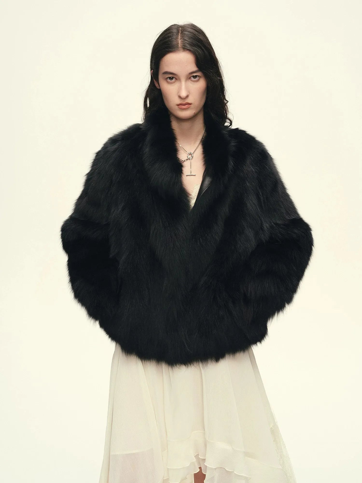 Firelady Fur Women's Finnish Saga Furs Crown Grade Fox Fur Coat – Custom-Dyed Cropped Stand-Collar Jacket