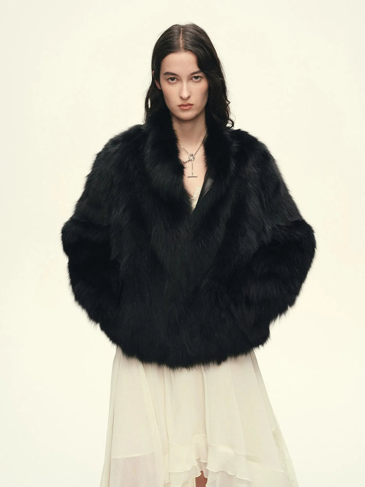 Firelady Fur Women's Finnish Saga Furs Crown Grade Fox Fur Coat – Custom-Dyed Cropped Stand-Collar Jacket