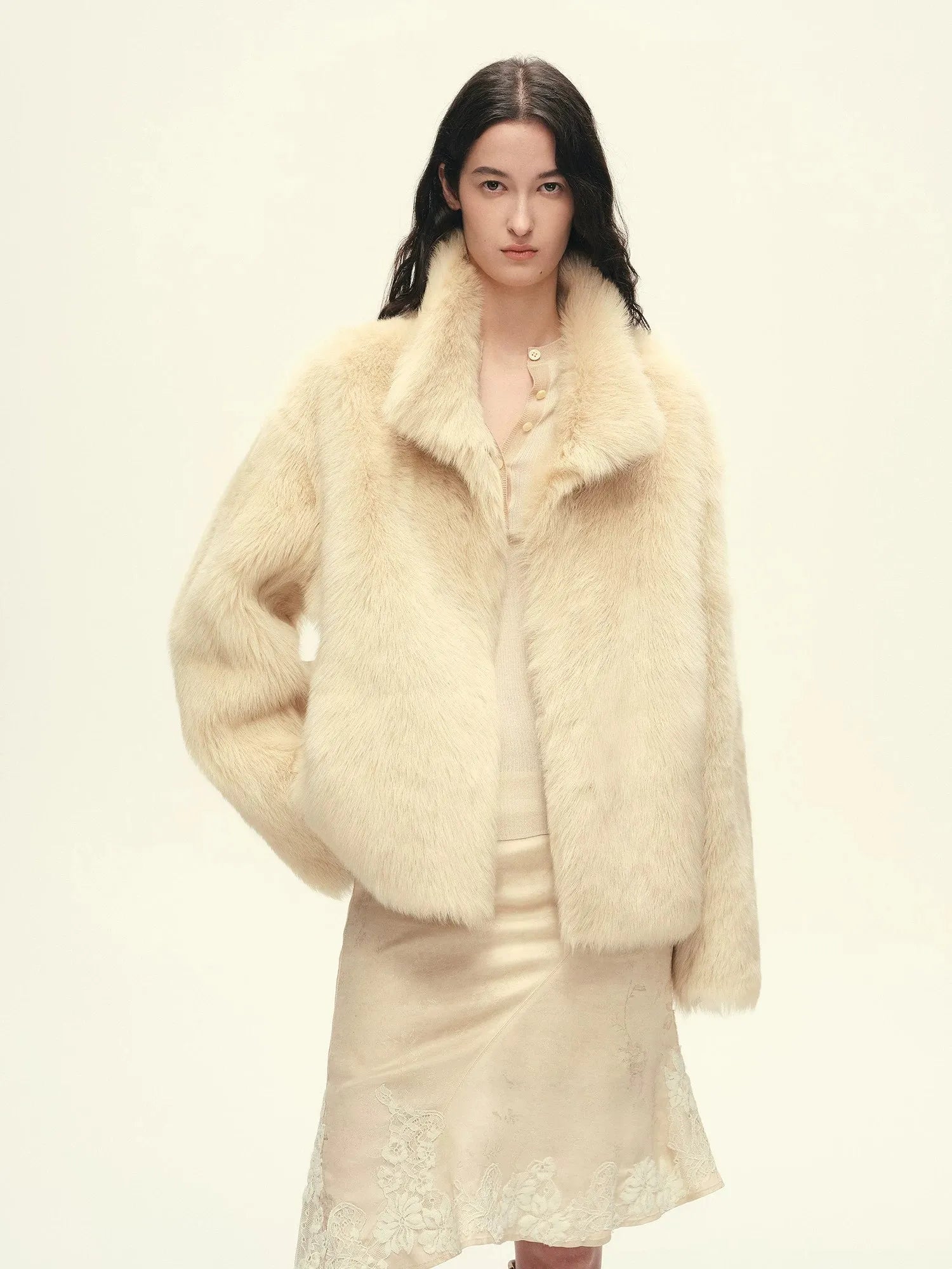 Firelady Fur Women's Toscana Shearling Coat – Convertible Stand Collar