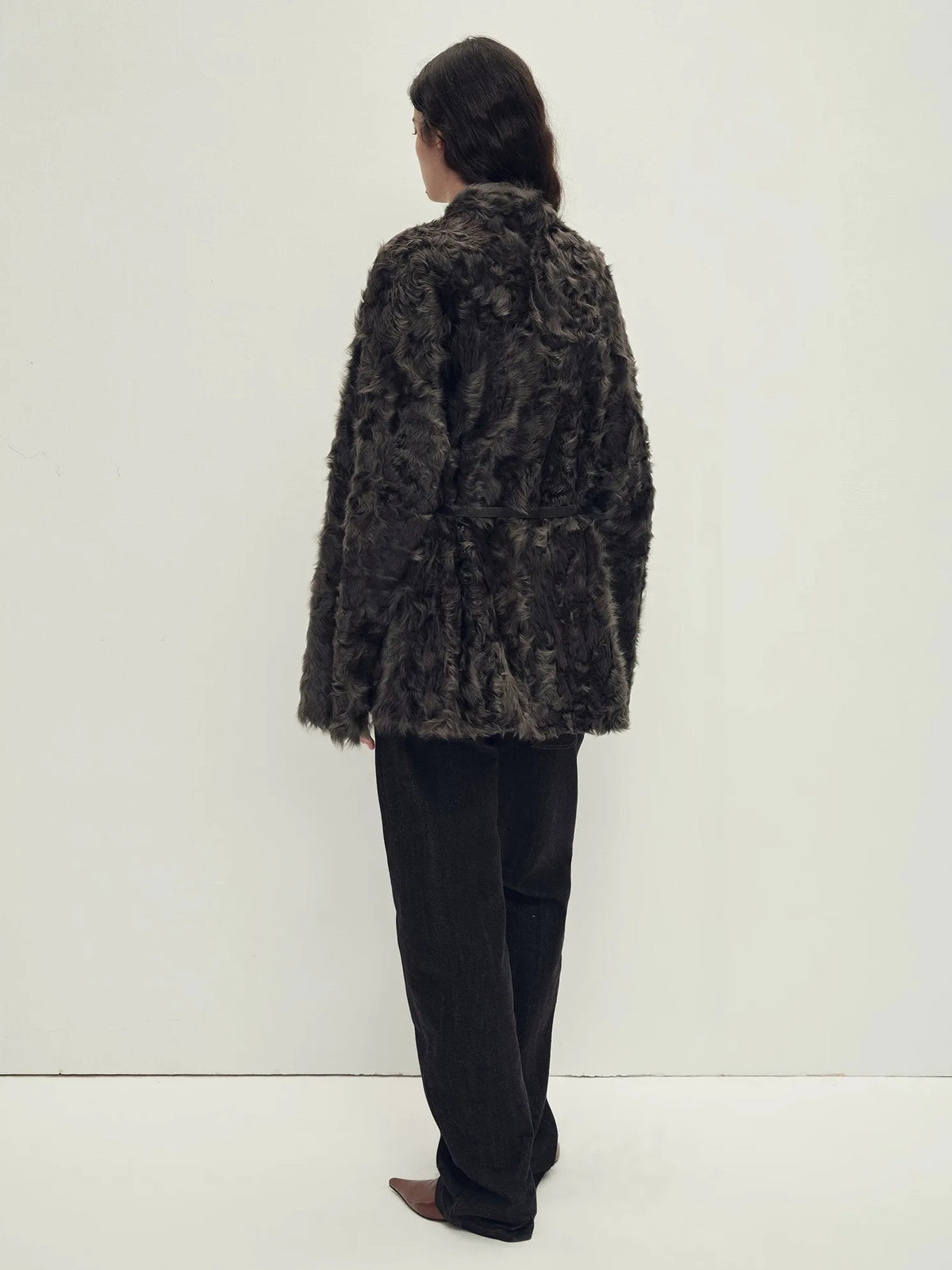 Firelady Fur Women's Shearling Coat - Belted V-Neck