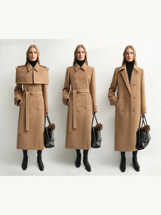 “3 Looks in One Coat” Firelady Fur Women's Alpaca Wool Coat with Detachable Cape "Elegant Silhouette"