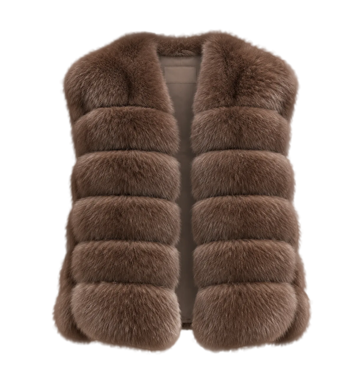 Firelady Fur Women's Finnish Fox Fur Vest – Frost-Tipped Curved Stand Collar