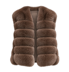 Firelady Fur Women's Finnish Fox Fur Vest – Frost-Tipped Curved Stand Collar