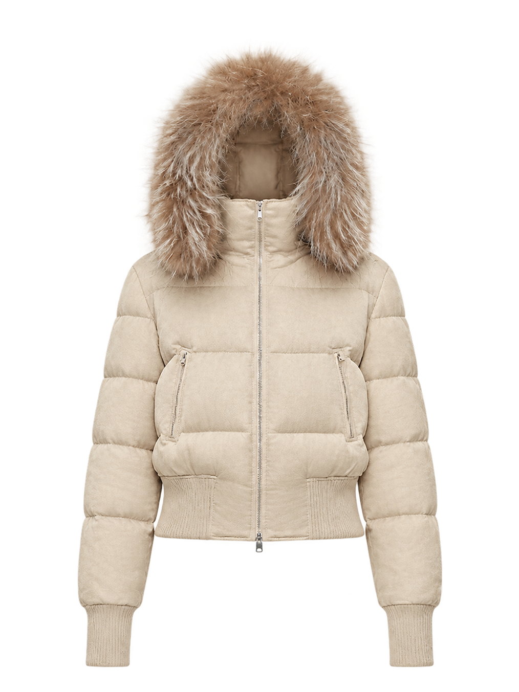 Parka courte en duvet pour femme Firelady Fur – Col en fourrure de raton laveur