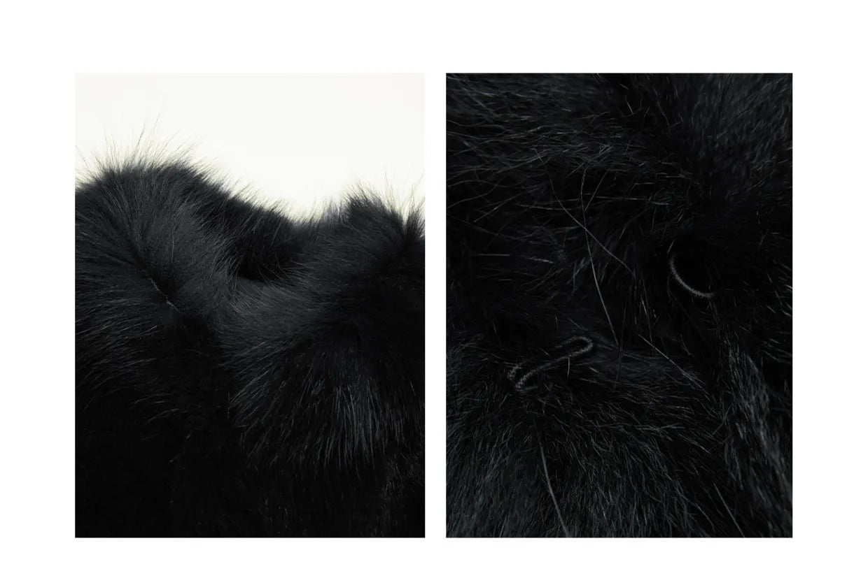 Veste en fourrure de renard Firelady pour femme, qualité Saga Furs Crown – Coupe courte ligne H avec col montant