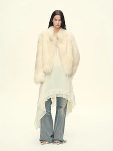 Firelady Fur Women's Finnish Saga Furs Crown Grade Fox Fur Coat – Custom-Dyed Cropped Stand-Collar Jacket