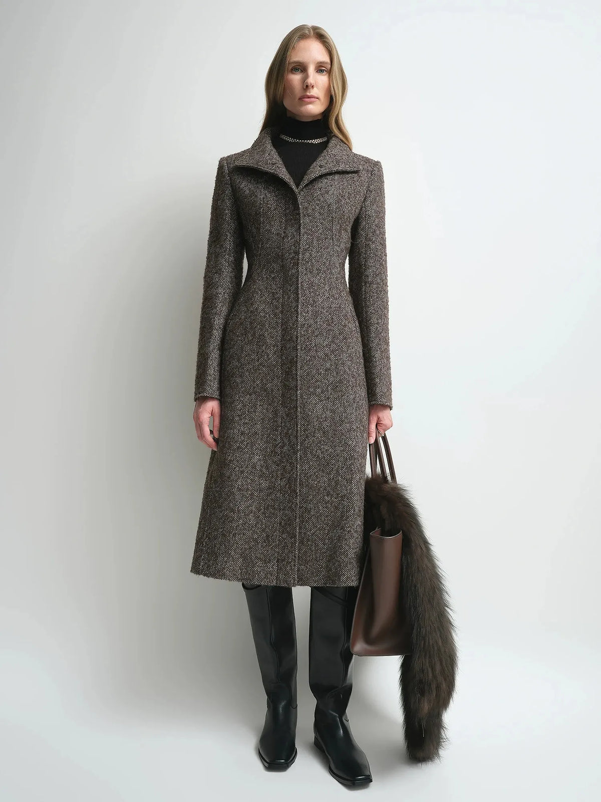 Firelady Fur Women's Alpaca-Wool A-Line Coat – Stand Collar