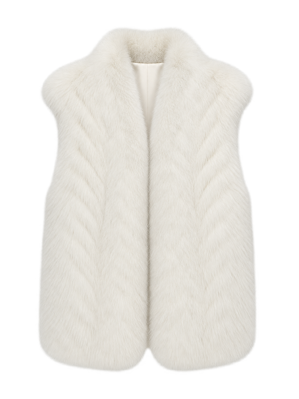 Firelady Fur Women's Finnish Saga Fox Fur Vest – Diagonal Piecing &amp; Curved Stand Collar