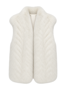 Firelady Fur Women's Finnish Saga Fox Fur Vest – Diagonal Piecing & Curved Stand Collar