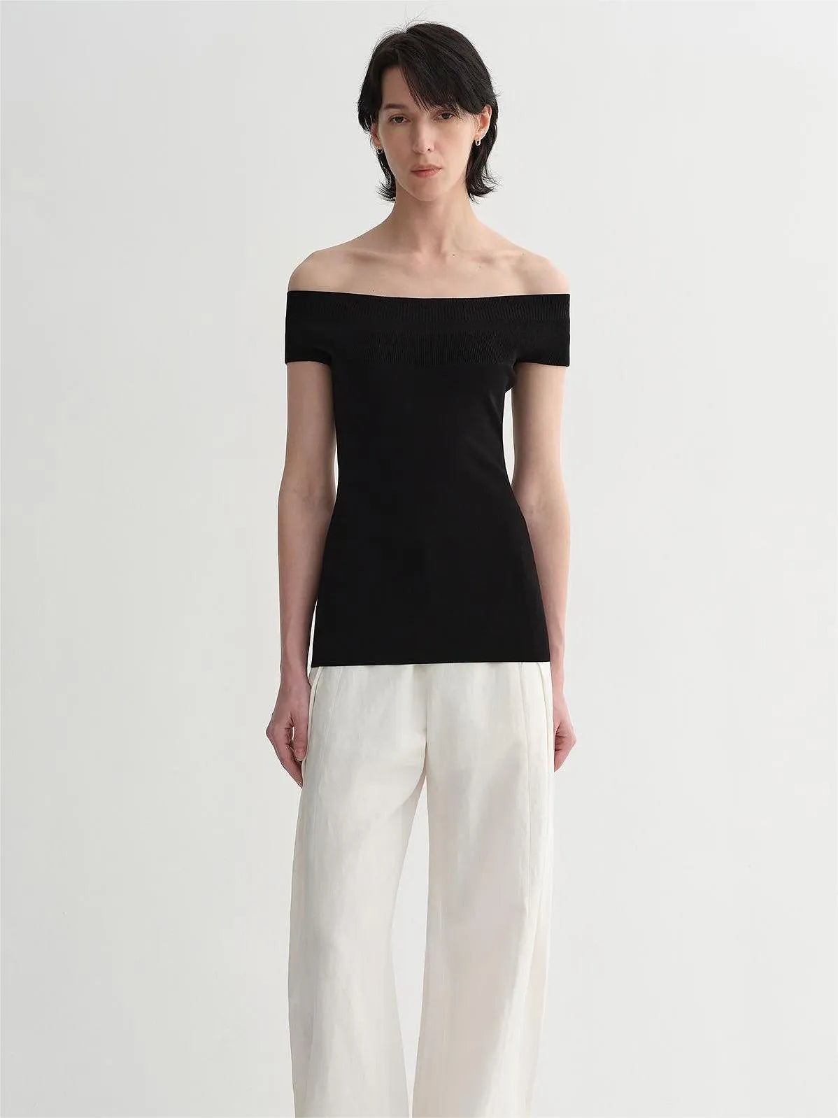 Mulberry silk blended one-shoulder strapless elegant multi-color knitted summer top T-shirt for women