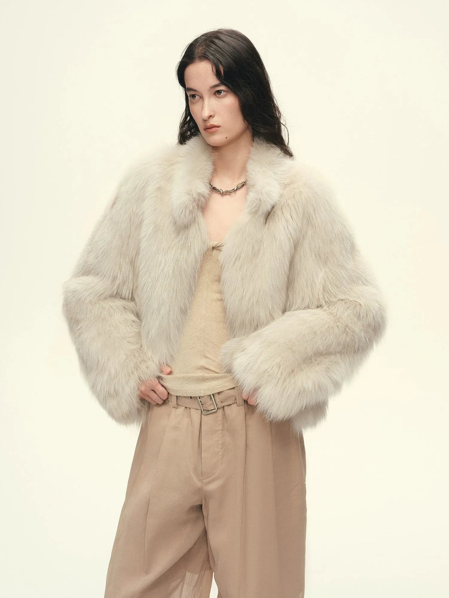 Firelady Fur Women's Finnish Saga Furs Crown Grade Fox Fur Coat – Custom-Dyed Cropped Stand-Collar Jacket
