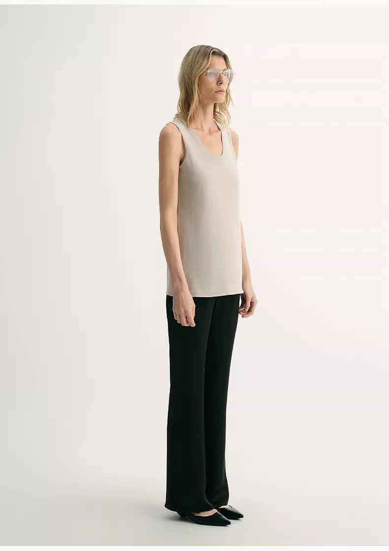 20NM ultra - fine high - quality silk, smooth and elegant U - neck straight knitted vest T - variant_title