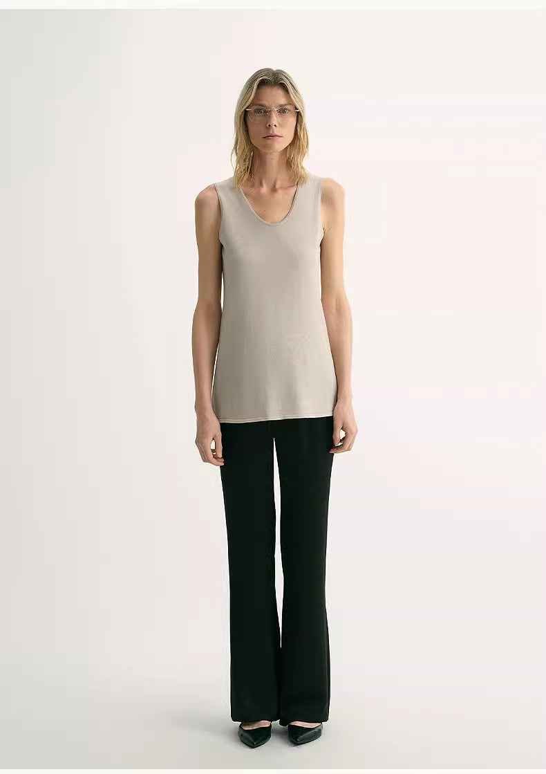 20NM ultra - fine high - quality silk, smooth and elegant U - neck straight knitted vest T - variant_title