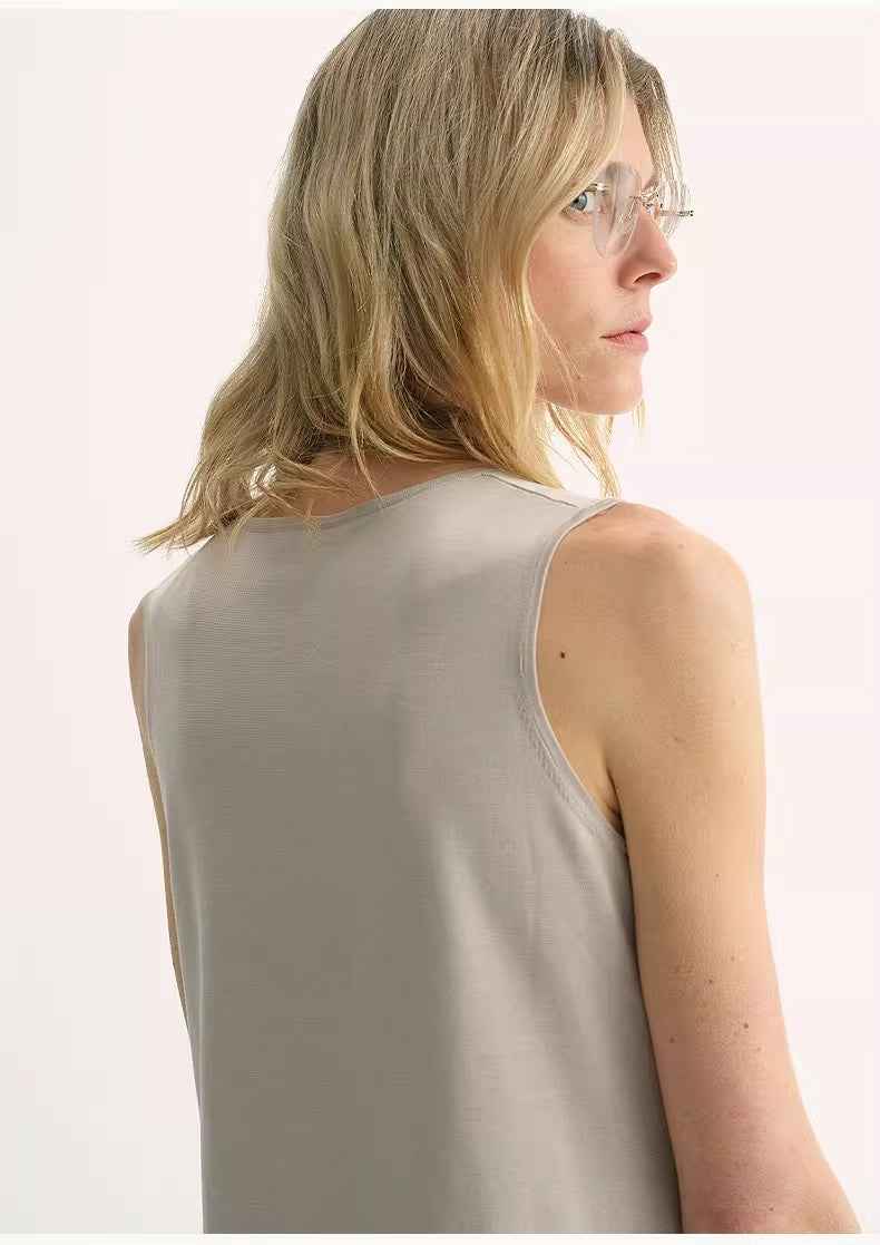 20NM ultra - fine high - quality silk, smooth and elegant U - neck straight knitted vest T - variant_title