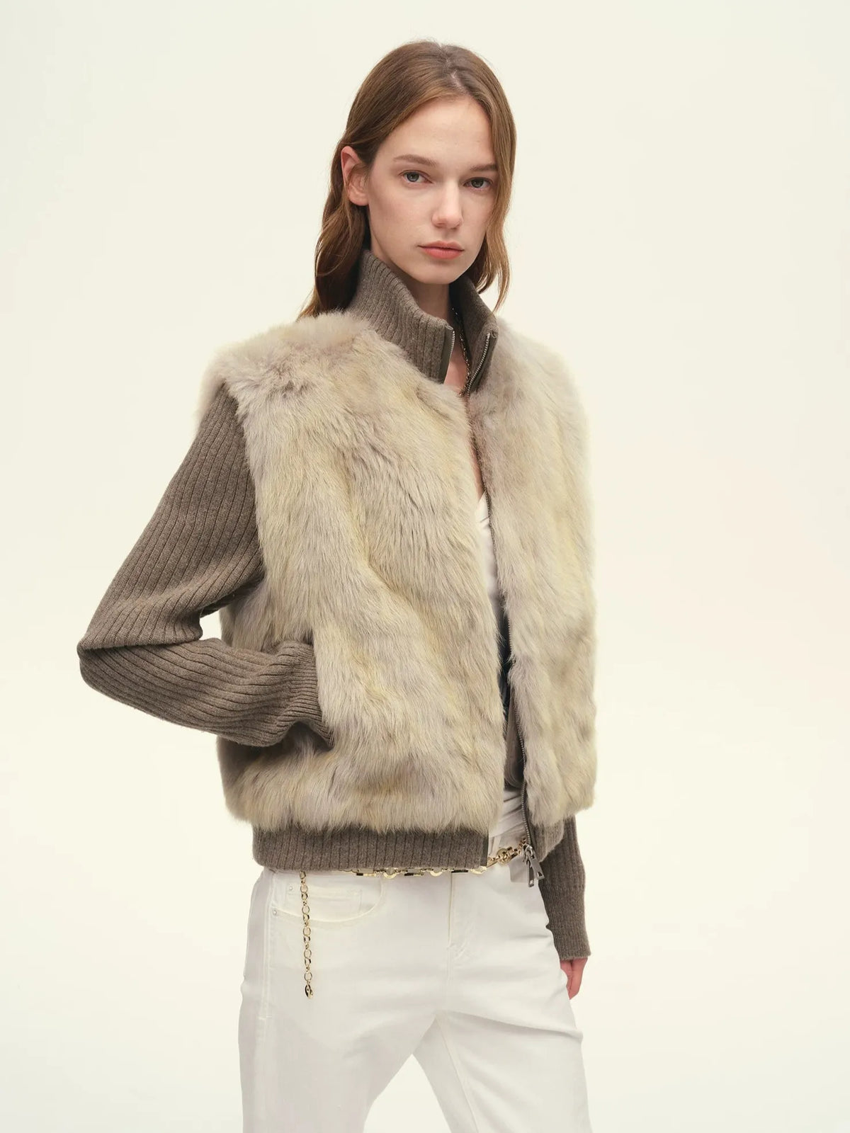 Firelady Fur Women's Italian Tuscan Shearling Coat – Detachable Knit Sleeves &amp; Convertible Collar