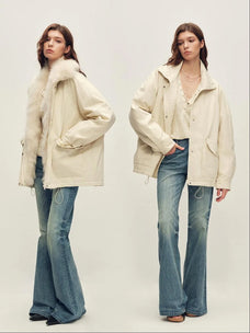 Firelady Fur Women's Relaxed Goose Down Parka with Detachable Fox Fur Trim