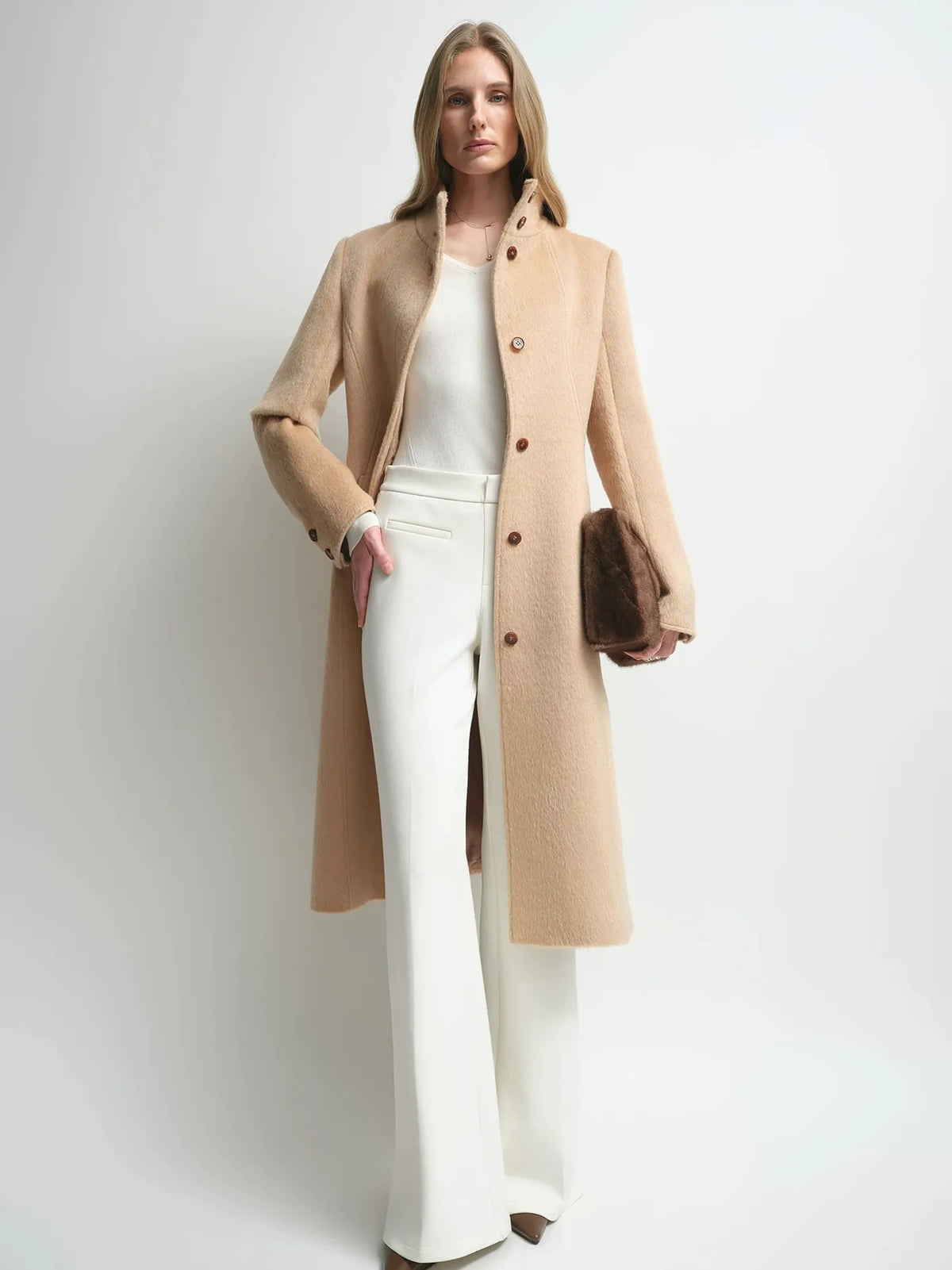 Firelady Fur Women's Alpaca-Wool A-Line Coat – Stand Collar