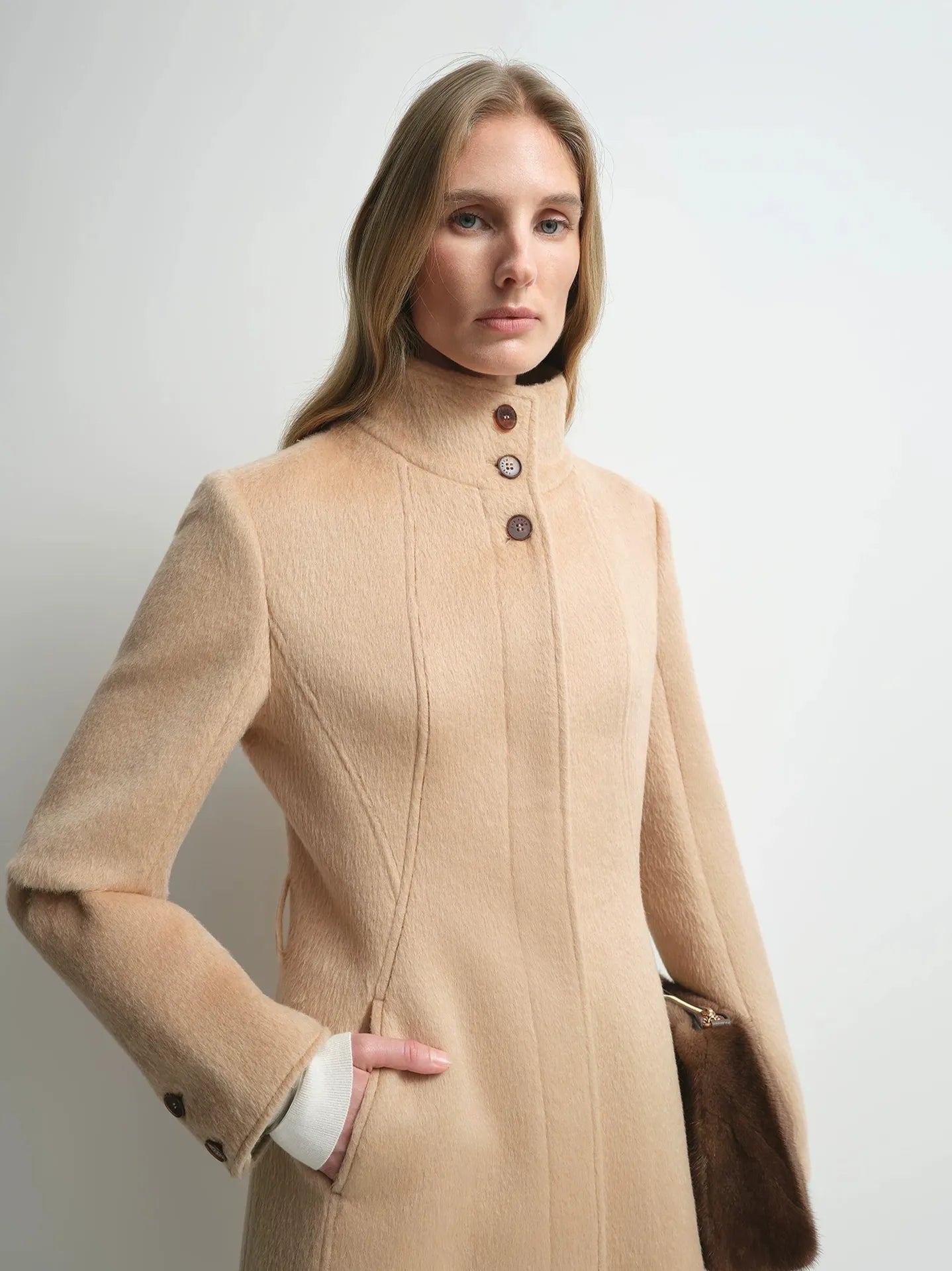 Firelady Fur Women's Alpaca-Wool A-Line Coat – Stand Collar
