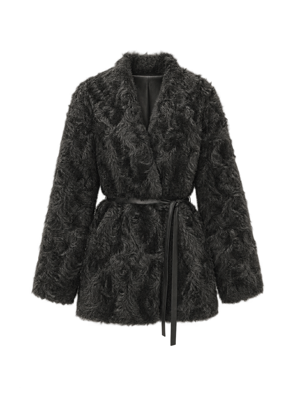 Firelady Fur Women's Shearling Coat - Belted V-Neck