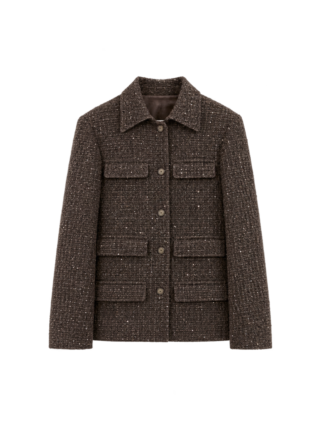 Firelady Fur Women's Wool-Blend Tweed Jacket – Belted Four-Pocket Design
