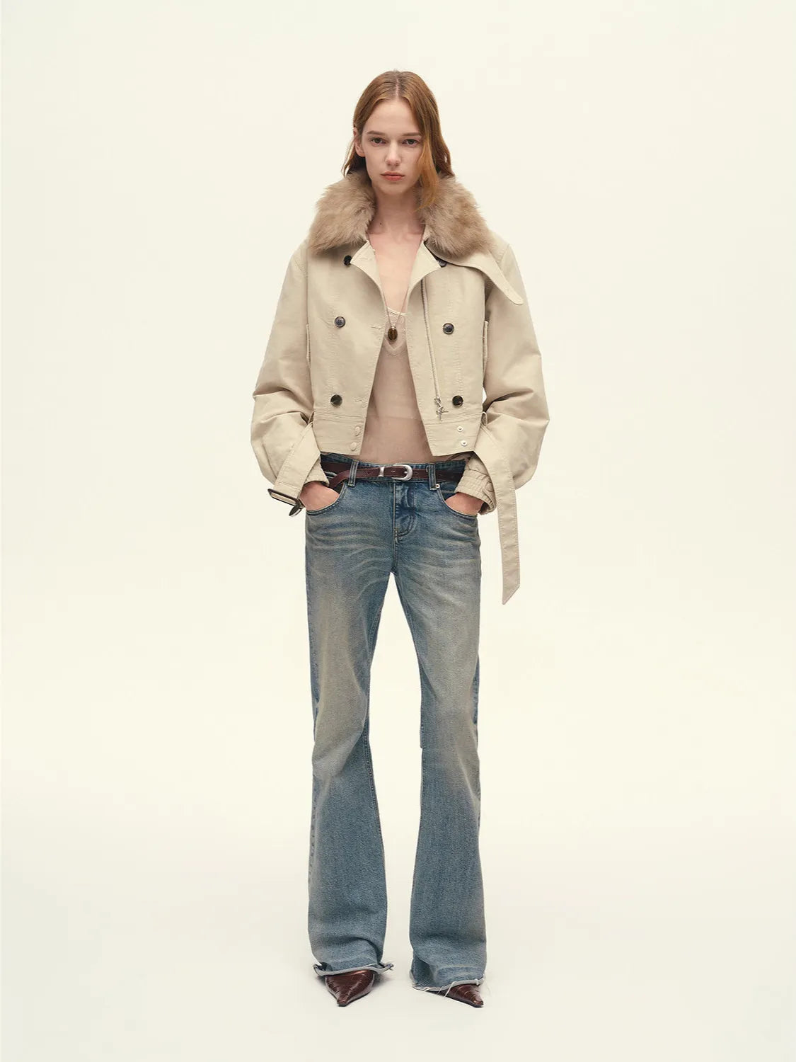 Firelady Fur Women's 90% Goose Down Parka – Detachable Toscana Fur Collar & Double-Breasted Cotton Shell