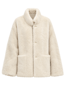 Firelady Fur Women's South African Loman Shearling Coat – Mid-Length Stand Collar