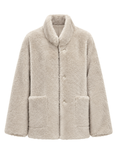 Firelady Fur Women's South African Loman Shearling Coat – Mid-Length Stand Collar