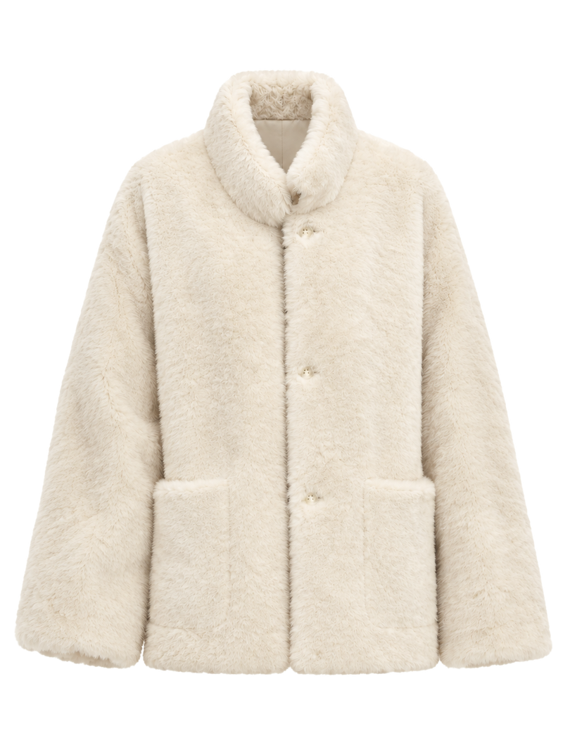 Firelady Fur Women's South African Loman Shearling Coat – Mid-Length Stand Collar