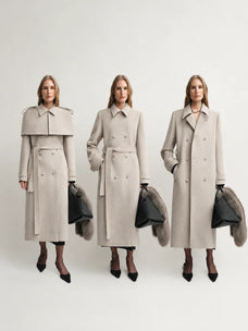 “3 Looks in One Coat” Firelady Fur Women's Alpaca Wool Coat with Detachable Cape "Elegant Silhouette"