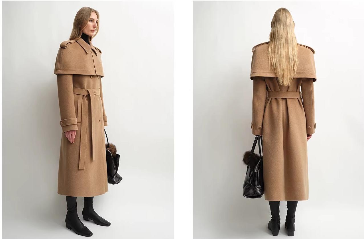 “3 Looks in One Coat” Firelady Fur Women's Alpaca Wool Coat with Detachable Cape "Elegant Silhouette" - variant_title