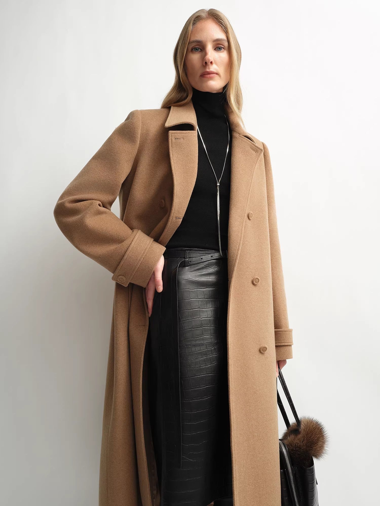“3 Looks in One Coat” Firelady Fur Women's Alpaca Wool Coat with Detachable Cape "Elegant Silhouette" - variant_title
