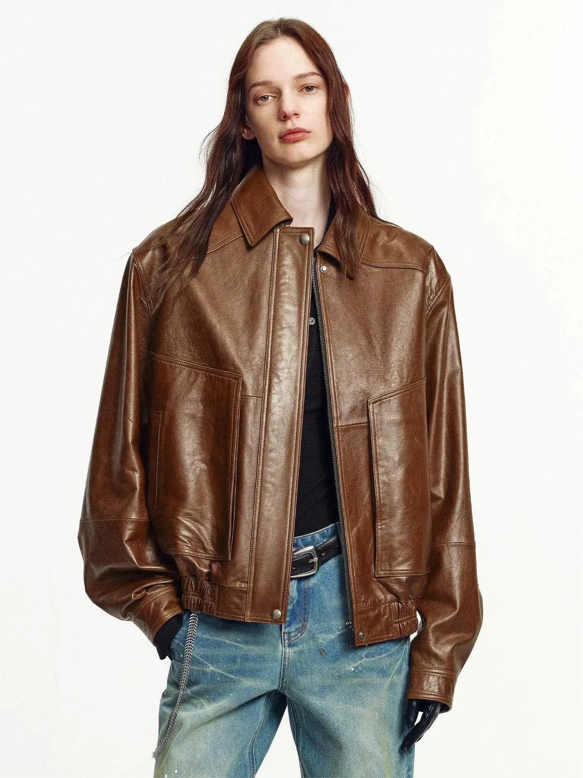 Fireladyfur Women's Retro Work Jacket in Waxed Leather "Fashionable Luke"