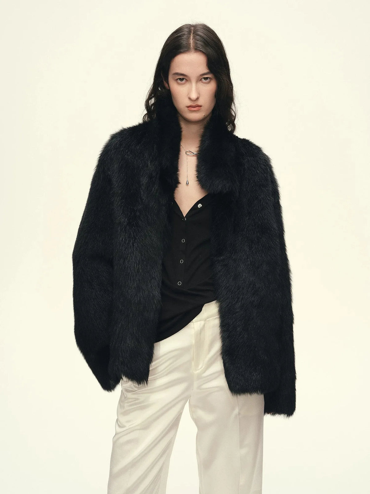 Firelady Fur Women's Toscana Shearling Coat – Convertible Stand Collar