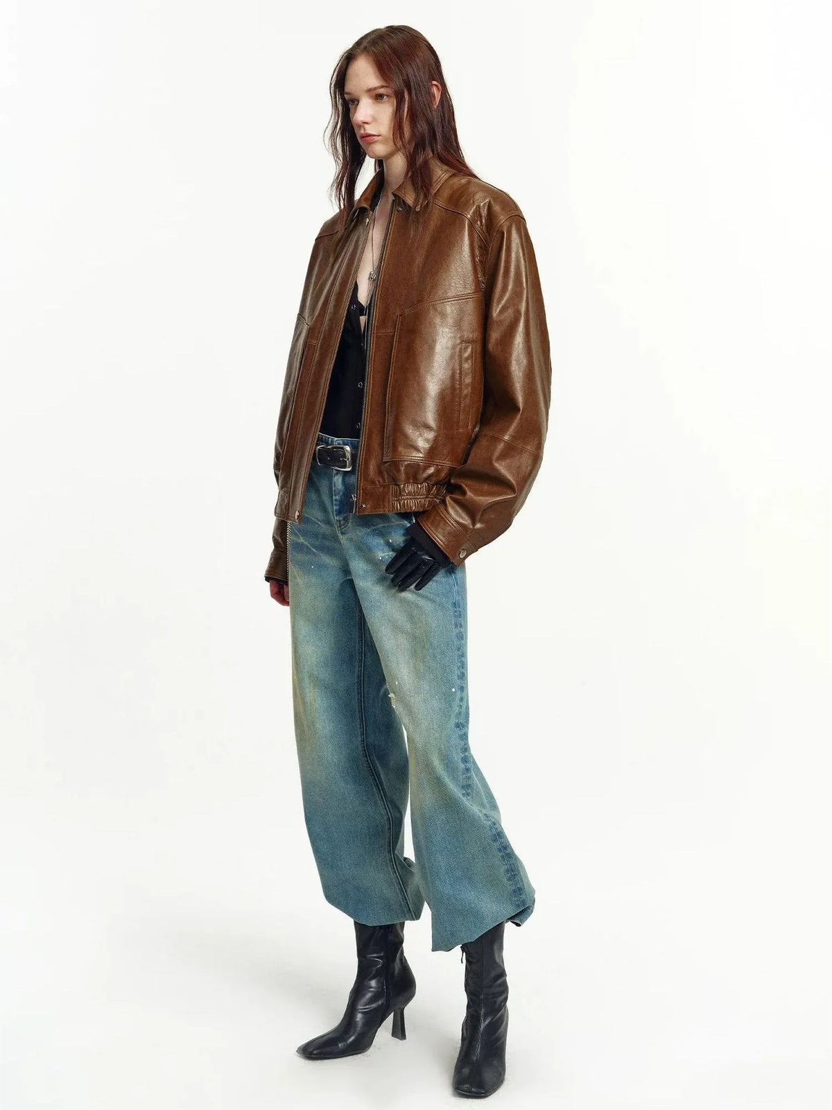 Fireladyfur Women's Retro Work Jacket in Waxed Leather "Fashionable Luke"