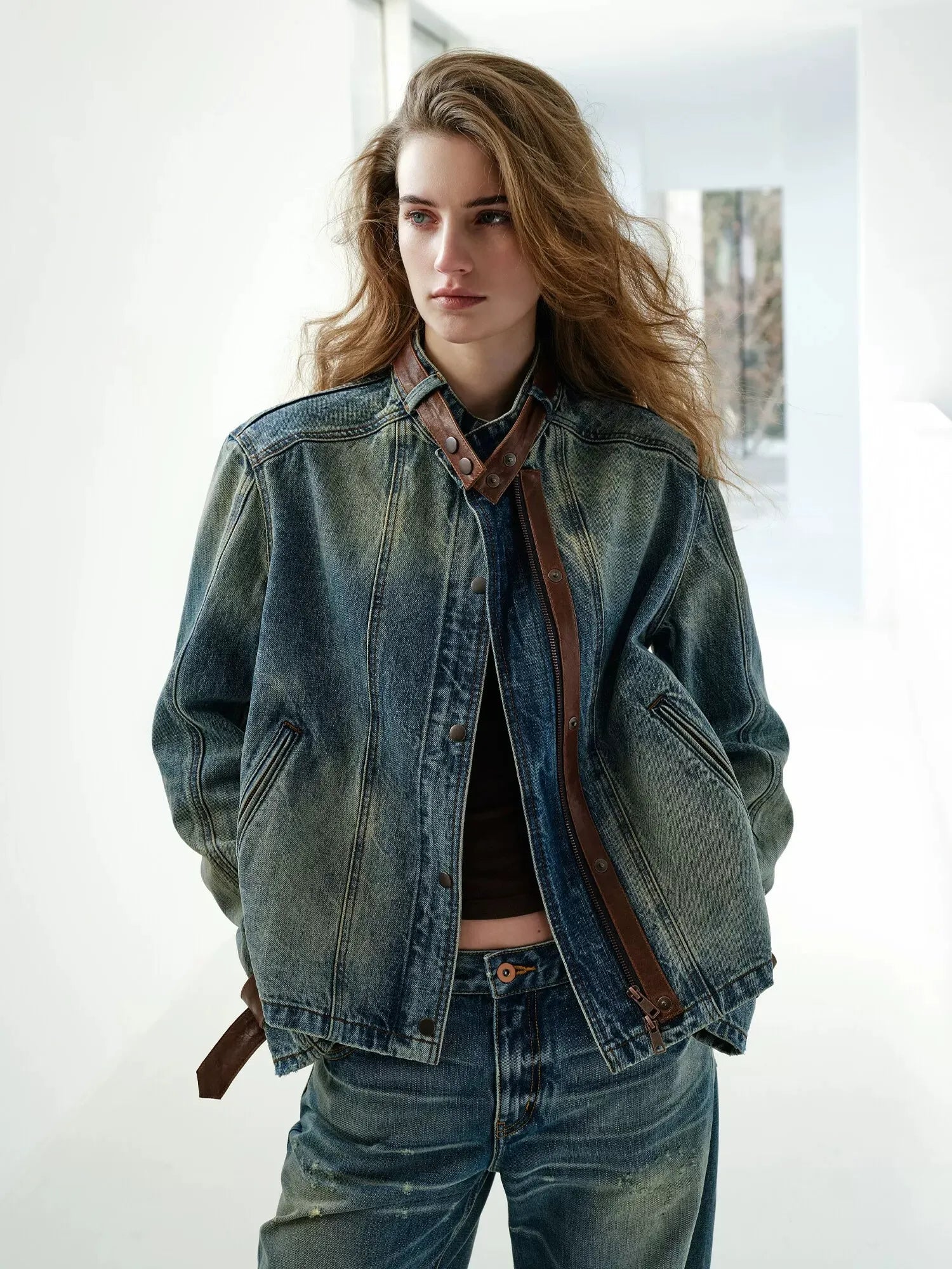 Firelady Fur Women's Selvedge Denim Jacket – Waxed Sheepskin Panels