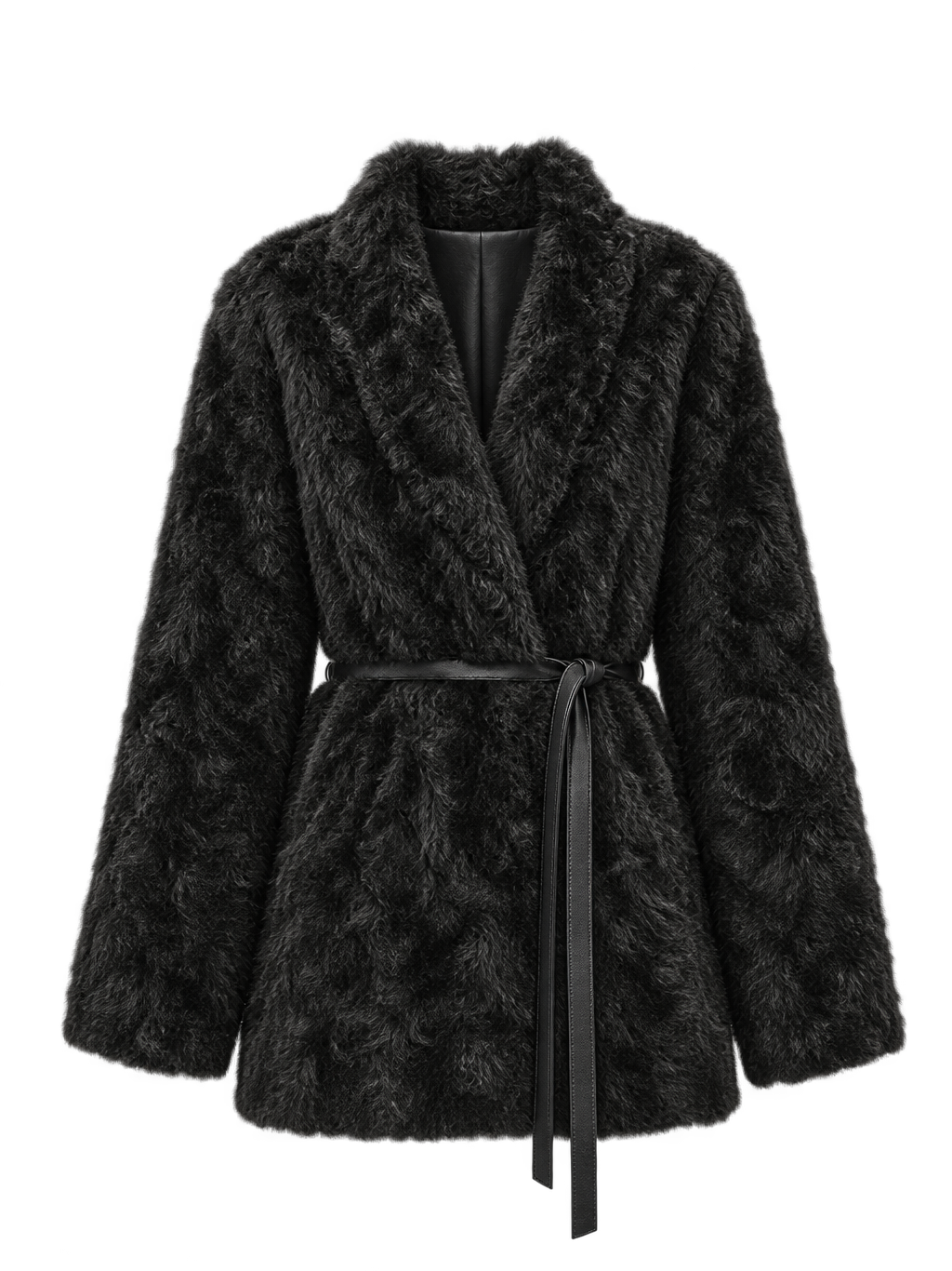 Firelady Fur Women's Shearling Coat - Belted V-Neck