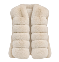 Firelady Fur Women's Finnish Fox Fur Vest – Frost-Tipped Curved Stand Collar