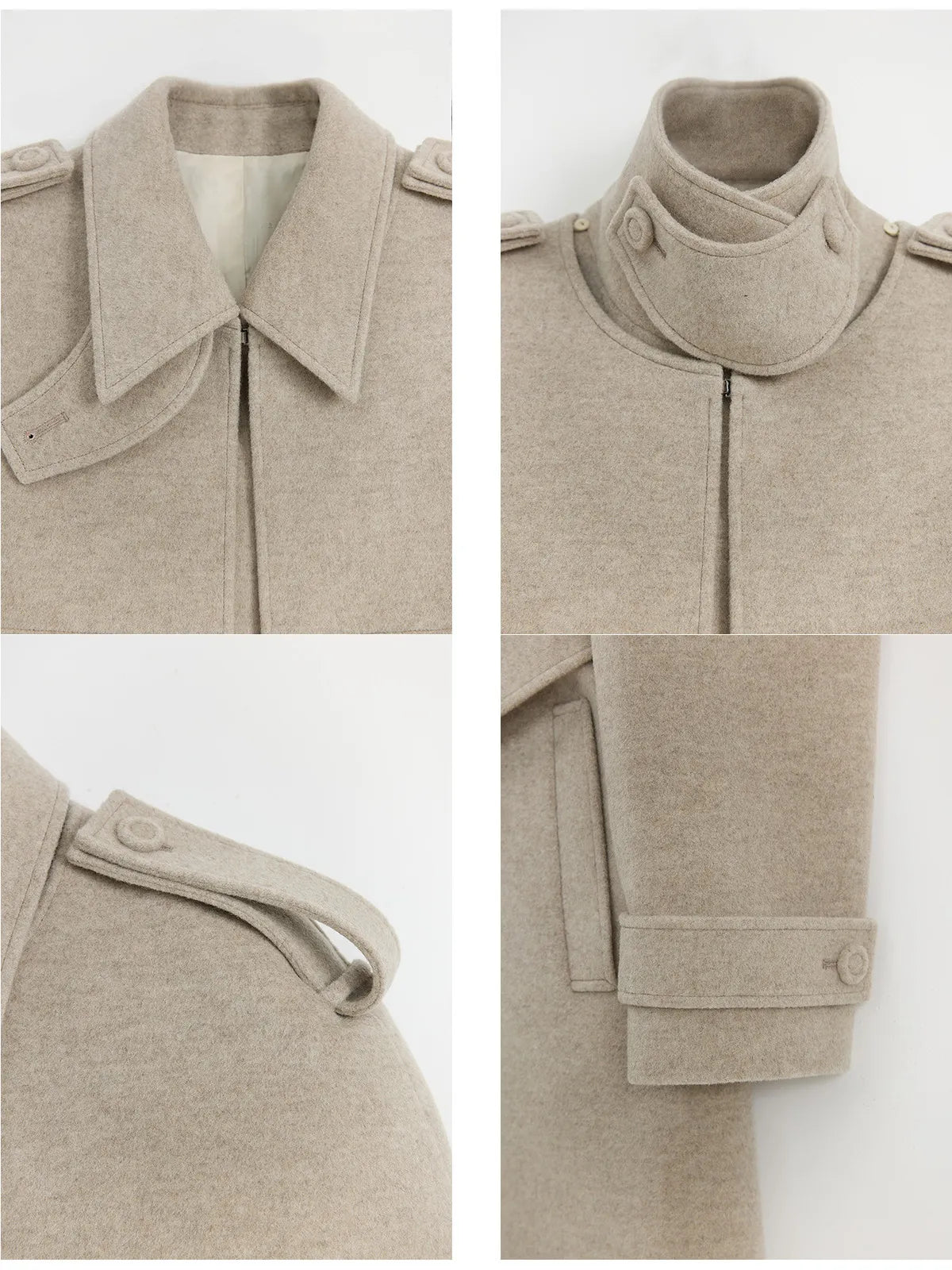 “3 Looks in One Coat” Firelady Fur Women's Alpaca Wool Coat with Detachable Cape "Elegant Silhouette"