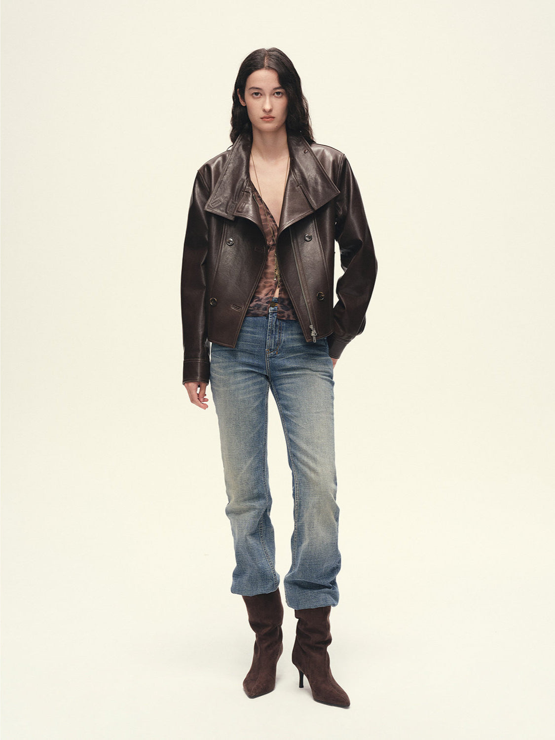 Firelady Fur Women's Suede & Waxed Sheepskin Double-Breasted Jacket "Mali"