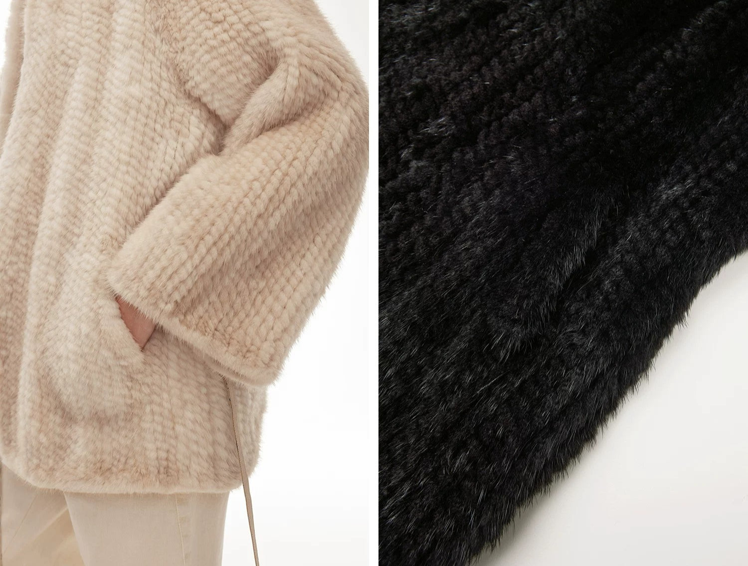 Firelady Fur Women's Copenhagen Mink Fur A-Line Coat with Double-Sided Knit Texture "Quiet Luxe"