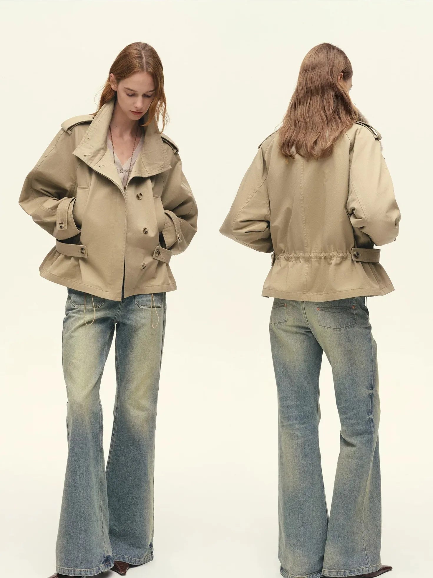 Firelady Fur Women's 90% Goose Down Parka – Detachable Spanish Merino Fur Collar & Cinched-Waist Trench Silhouette