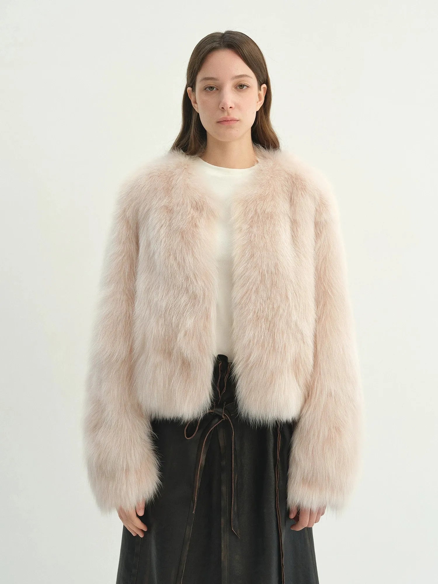 Firelady Fur Women's Natural Fox Fur Jacket – Cropped V-Neck