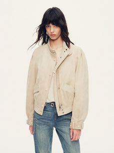 Firelady Fur Women's Cropped Down Biker Jacket with Detachable Shearling Collar