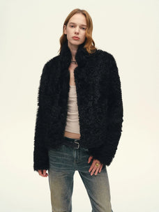Firelady Fur Women's Cropped Curly Toscana Shearling Jacket