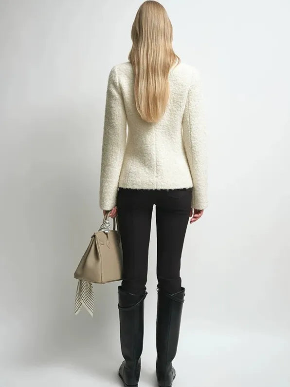 Firelady Fur Women's Mohair-Alpaca Coat – Cropped Double-Breasted