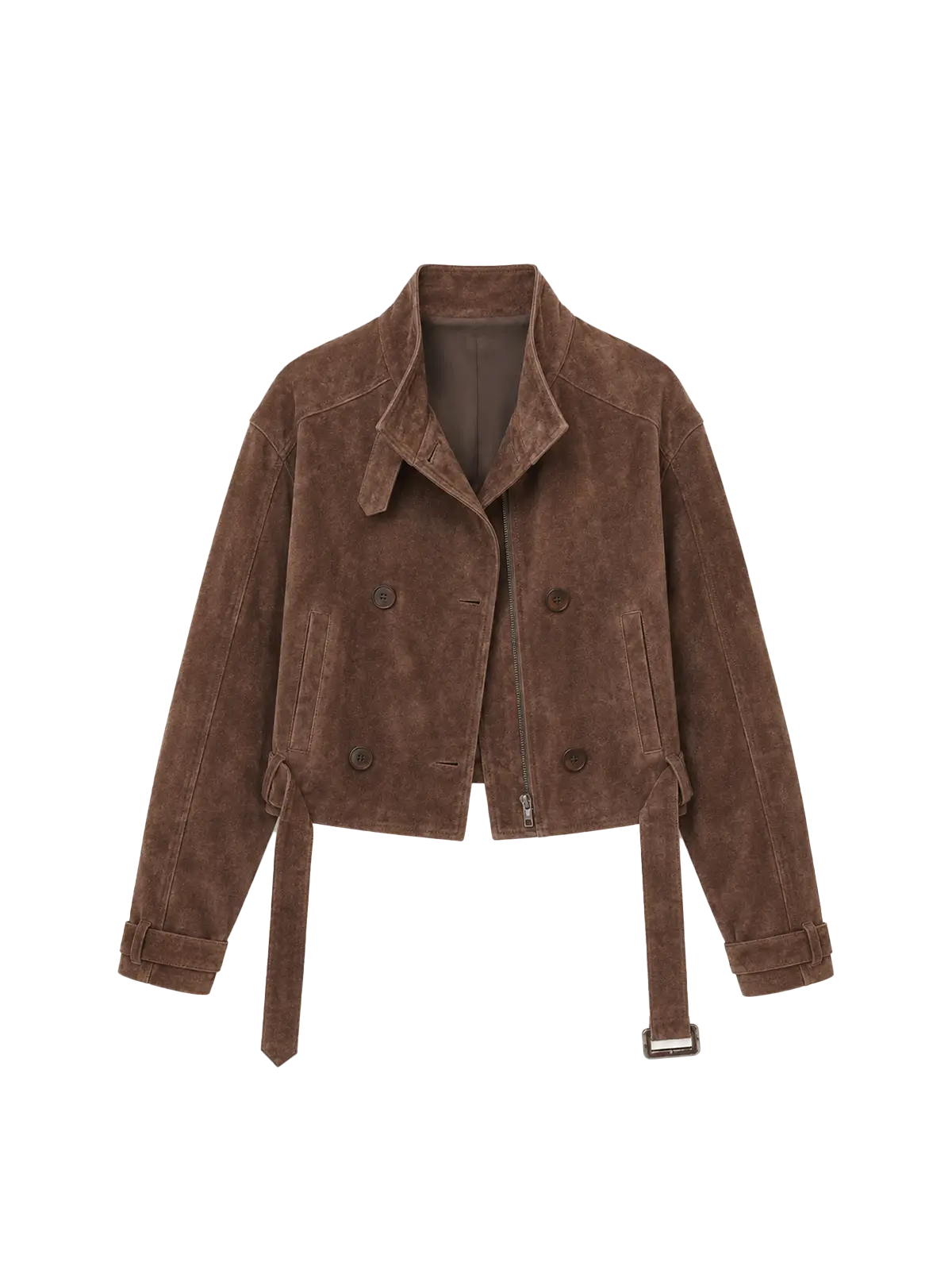 Firelady Fur Women's Red Brown Mali Suede Goatskin Cropped Moto Jacket "Heartbeat Radio"