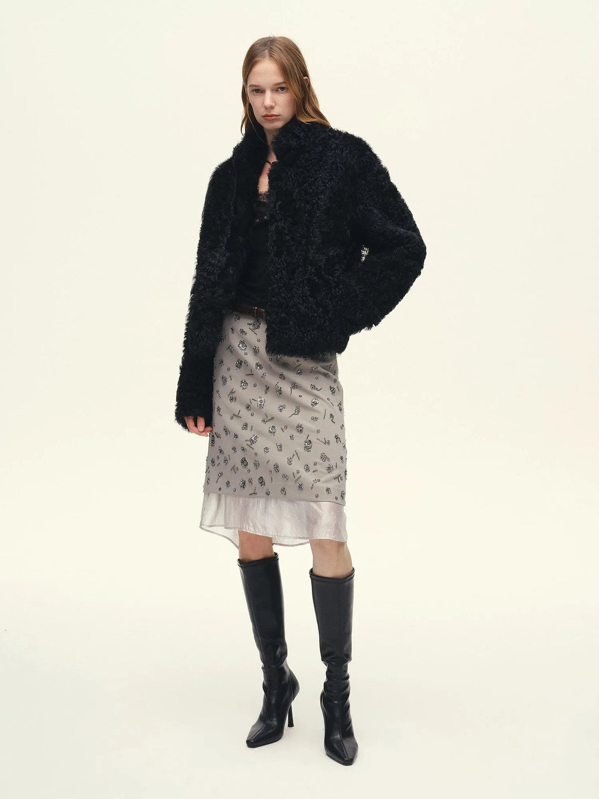 Firelady Fur Women's Cropped Curly Toscana Shearling Jacket